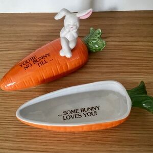 Fitz and Floyd Orange Carrot Trinket Box with Bunny